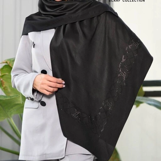 روسری مشکی مجلسی ابریشمی